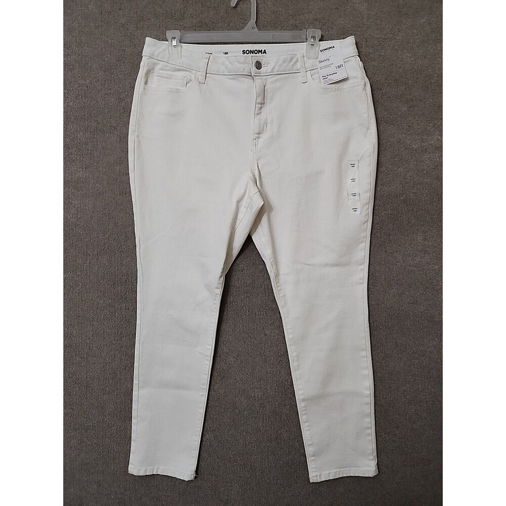 Sonoma Everyday Skinny Jeans Womens 18 White Stretch NEW